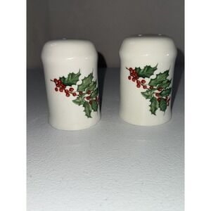 Hallmark Christmas Holly Berry Salt & Pepper Shaker Set 3.5" Tall Ceramic Clean
